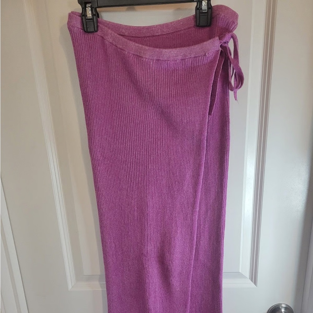 FREE PEOPLE purple ribbed wrap maxi dress